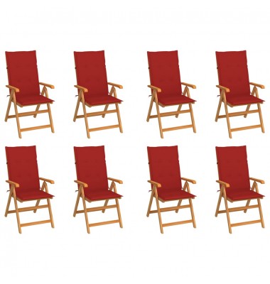  Atlošiamos sodo kėdės su pagalvėlėmis, 8vnt., tikmedžio masyvas - Lauko kėdės - 1