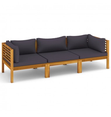 Trivietė sodo sofa su pagalvėlėmis, akacijos medienos masyvas - Lauko baldų komplektai - 2