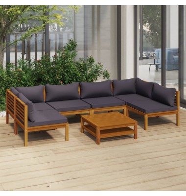  Sodo baldų komplektas su pagalvėmis, 7 dalių, akacijos masyvas - Lauko baldų komplektai - 1
