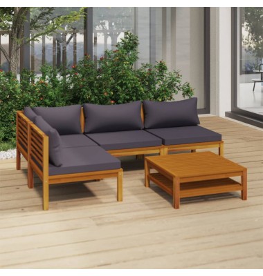  Sodo baldų komplektas su pagalvėmis, 5 dalių, akacijos masyvas - Lauko baldų komplektai - 1