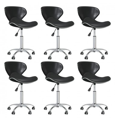 Pasukamos valgomojo kėdės, 6vnt., juodos spalvos, dirbtinė oda - Valgomojo Kėdės - 1