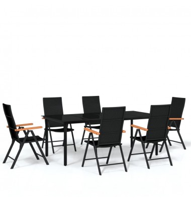 Sodo valgomojo baldų komplektas, 7 dalių, juodos spalvos - Lauko baldų komplektai - 2