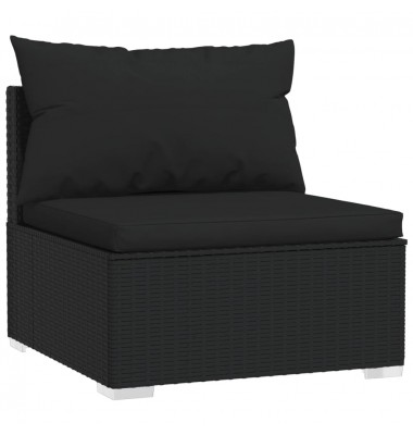 Sodo komplektas su pagalvėlėmis, 3 dalių, juodas, poliratanas - Lauko baldų komplektai - 3