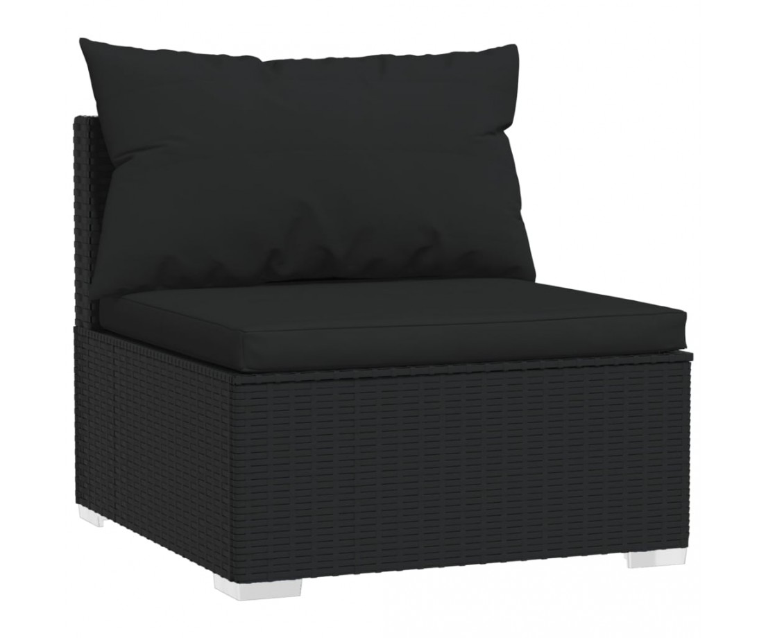  Sodo komplektas su pagalvėlėmis, 3 dalių, juodas, poliratanas - Lauko baldų komplektai - 4