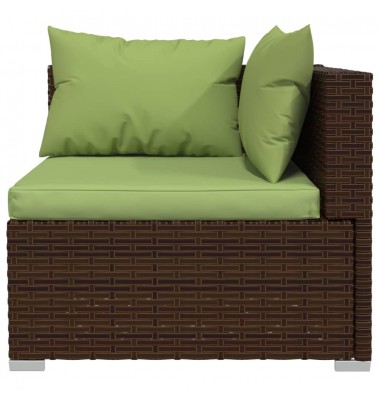  Sodo komplektas su pagalvėlėmis, 4 dalių, rudas, poliratanas - Lauko baldų komplektai - 4