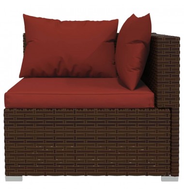  Sodo komplektas su pagalvėlėmis, 6 dalių, rudas, poliratanas - Lauko baldų komplektai - 6