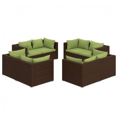  Sodo komplektas su pagalvėlėmis, 8 dalių, rudas, poliratanas - Lauko baldų komplektai - 2