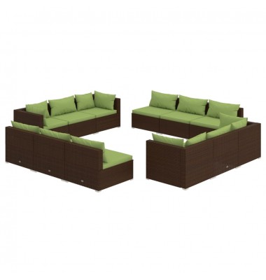  Sodo komplektas su pagalvėlėmis, 12 dalių, rudas, poliratanas - Lauko baldų komplektai - 2