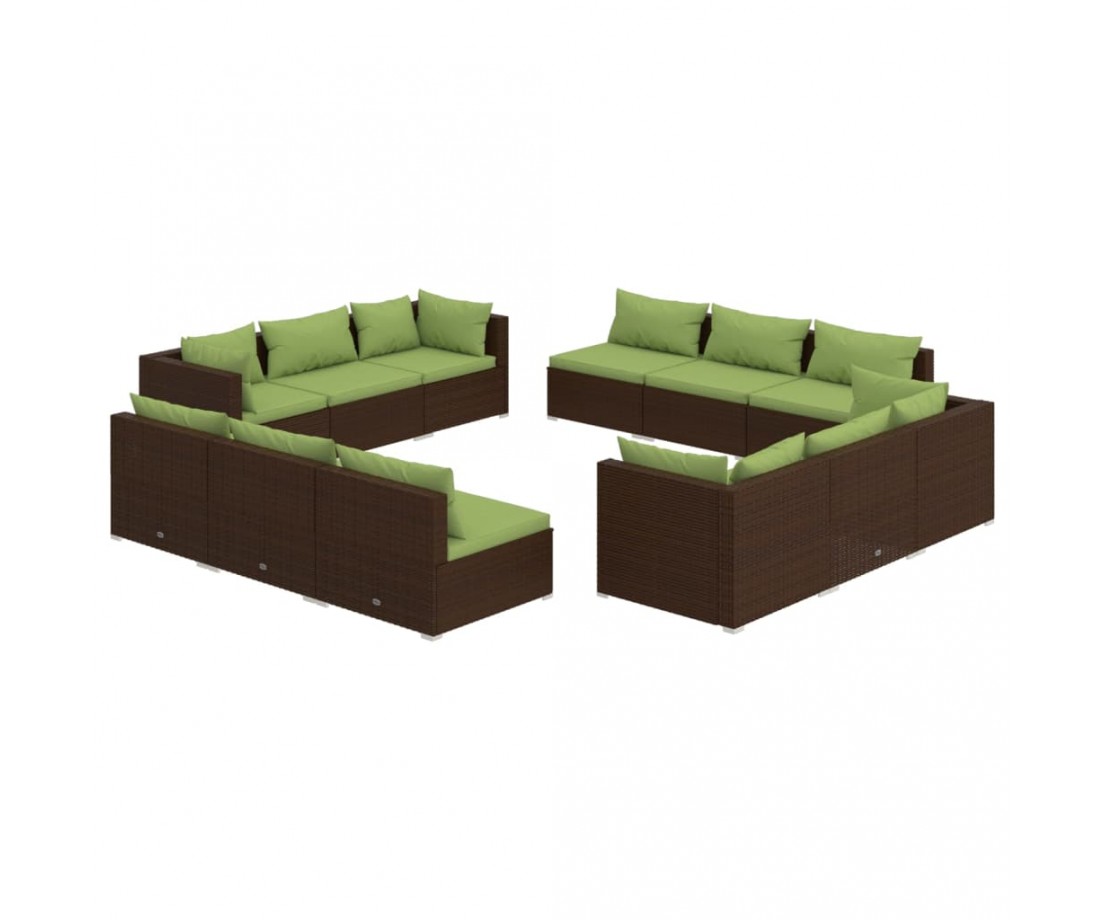  Sodo komplektas su pagalvėlėmis, 12 dalių, rudas, poliratanas - Lauko baldų komplektai - 2