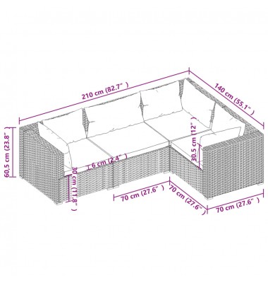  Sodo komplektas su pagalvėlėmis, 4 dalių, pilkas, poliratanas - Lauko baldų komplektai - 5