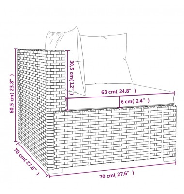  Sodo komplektas su pagalvėlėmis, 6 dalių, rudas, poliratanas - Lauko baldų komplektai - 10
