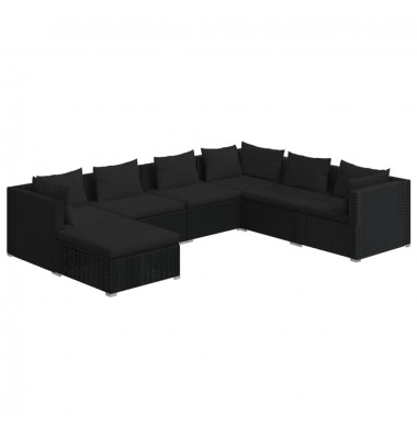  Sodo komplektas su pagalvėlėmis, 7 dalių, juodas, poliratanas - Lauko baldų komplektai - 2