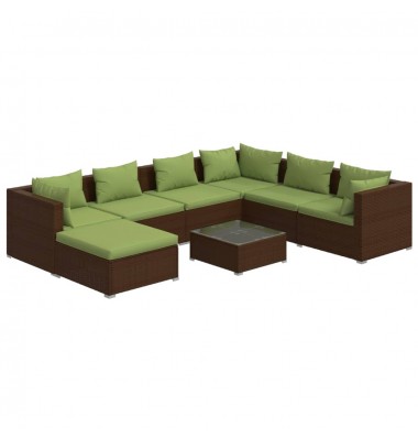  Sodo komplektas su pagalvėlėmis, 8 dalių, rudas, poliratanas - Lauko baldų komplektai - 2