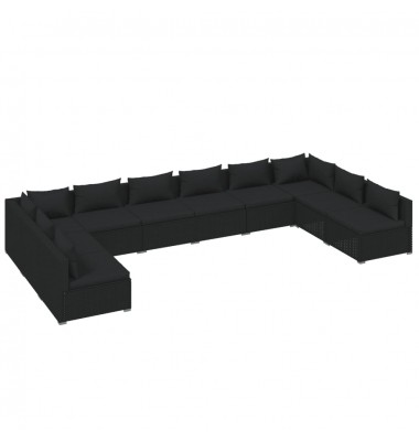  Sodo komplektas su pagalvėlėmis, 10 dalių, juodas, poliratanas - Lauko baldų komplektai - 2