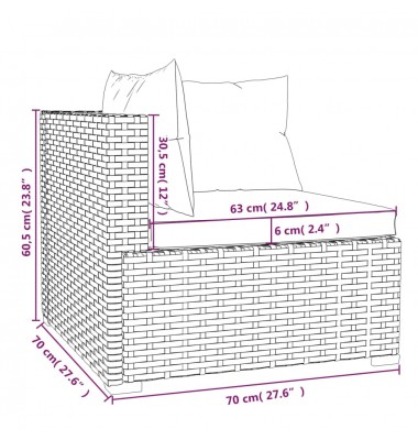  Sodo komplektas su pagalvėlėmis, 9 dalių, rudas, poliratanas - Lauko baldų komplektai - 9
