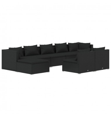  Sodo komplektas su pagalvėlėmis, 9 dalių, juodas, poliratanas - Lauko baldų komplektai - 2