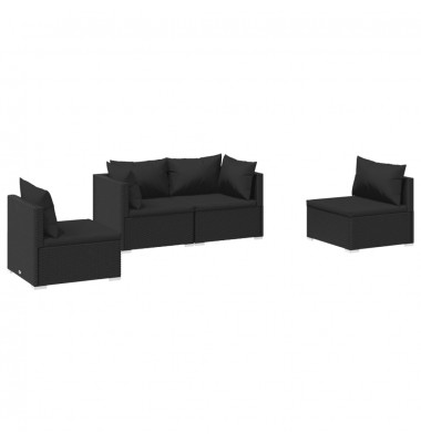  Sodo komplektas su pagalvėlėmis, 4 dalių, juodas, poliratanas - Lauko baldų komplektai - 2