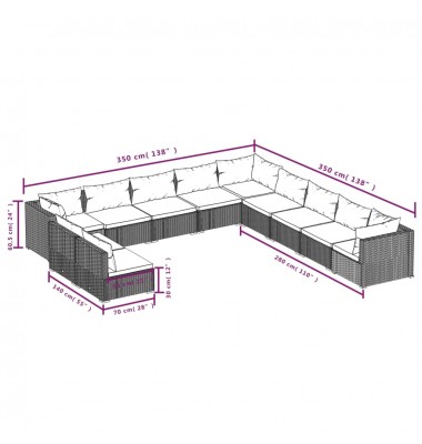  Sodo komplektas su pagalvėlėmis, 11 dalių, juodas, poliratanas - Lauko baldų komplektai - 5