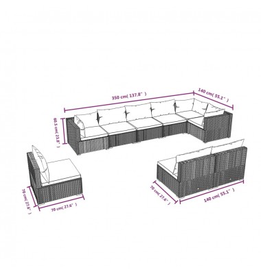  Sodo komplektas su pagalvėlėmis, 9 dalių, rudas, poliratanas - Lauko baldų komplektai - 5