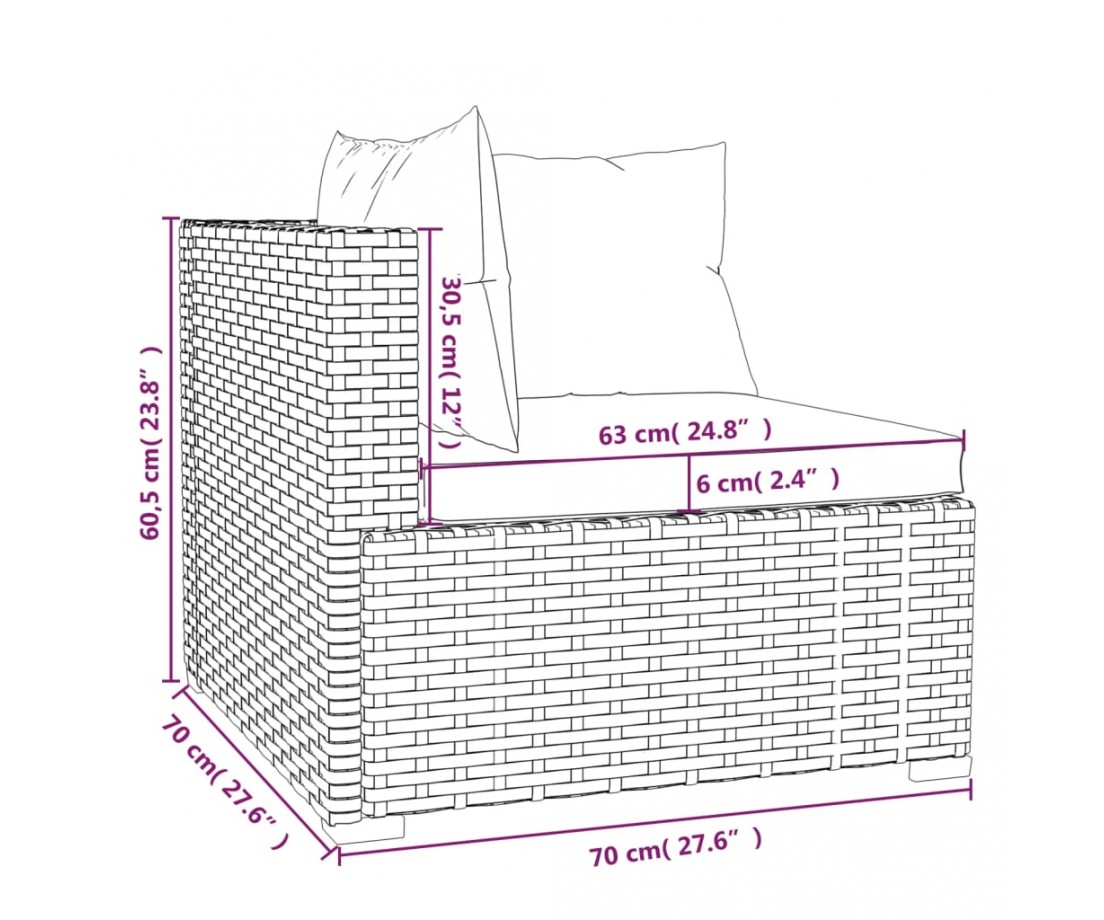  Sodo komplektas su pagalvėlėmis, 9 dalių, rudas, poliratanas - Lauko baldų komplektai - 6