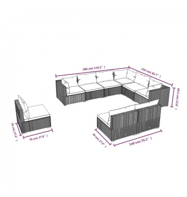  Sodo komplektas su pagalvėlėmis, 9 dalių, juodas, poliratanas - Lauko baldų komplektai - 5