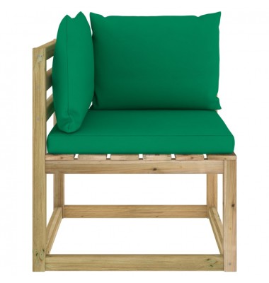  Kampinė sodo sofa su pagalvėlėmis, žaliai impregnuota pušis - Moduliniai lauko baldai - 2