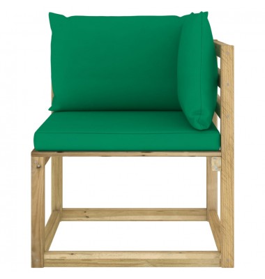  Kampinė sodo sofa su pagalvėlėmis, žaliai impregnuota pušis - Moduliniai lauko baldai - 4