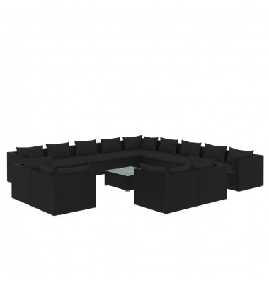  Sodo komplektas su pagalvėlėmis, 14 dalių, juodas, poliratanas - Lauko baldų komplektai - 2