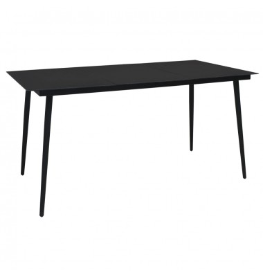  Sodo valgomojo stalas, juodas, 150x80x74cm, plienas ir stiklas - Lauko stalai, staliukai - 1