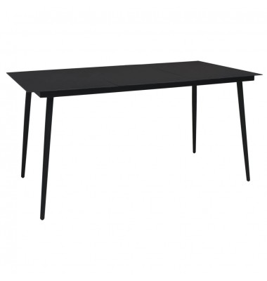  Sodo valgomojo stalas, juodas, 190x90x74cm, plienas ir stiklas - Lauko stalai, staliukai - 1