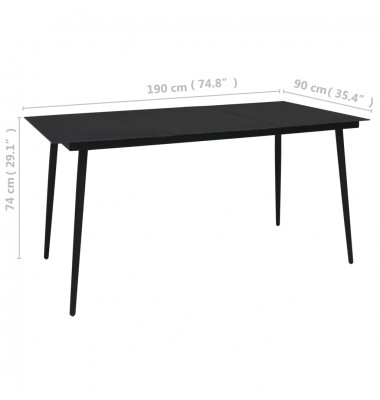  Sodo valgomojo stalas, juodas, 190x90x74cm, plienas ir stiklas - Lauko stalai, staliukai - 4
