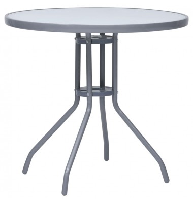  Sodo staliukas, šviesiai pilkas, 80cm, plienas ir stiklas - Lauko stalai, staliukai - 1