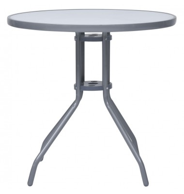  Sodo staliukas, šviesiai pilkas, 80cm, plienas ir stiklas - Lauko stalai, staliukai - 2