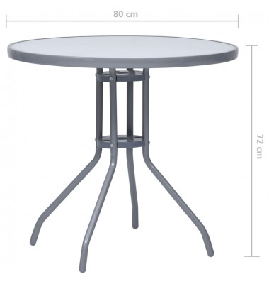  Sodo staliukas, šviesiai pilkas, 80cm, plienas ir stiklas - Lauko stalai, staliukai - 5