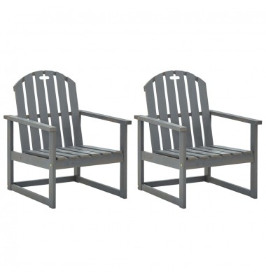  Sodo krėslai, 2vnt., pilkos spalvos, akacijos medienos masyvas - Lauko kėdės - 1