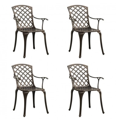  Sodo kėdės, 4vnt., bronzinės spalvos, lietas aliuminis - Lauko kėdės - 1
