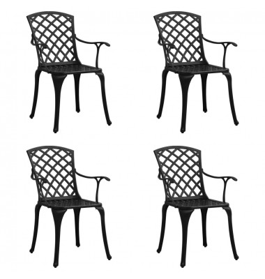  Sodo kėdės, 4vnt., juodos spalvos, lietas aliuminis - Lauko kėdės - 1