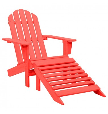  Sodo Adirondack kėdė su otomane, raudona, eglės masyvas - Lauko kėdės - 1