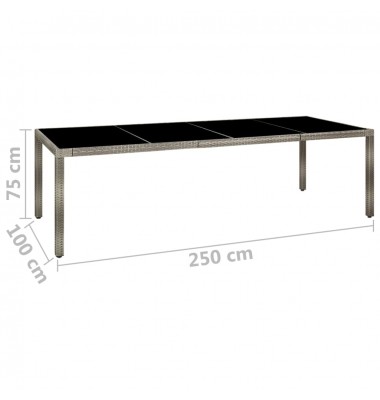  Sodo stalas, pilkas, 250x100x75cm, stiklas ir poliratanas - Lauko stalai, staliukai - 5