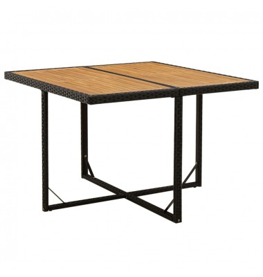  Sodo stalas, juodas, 109x107x74cm, poliratanas ir akacija - Lauko stalai, staliukai - 1