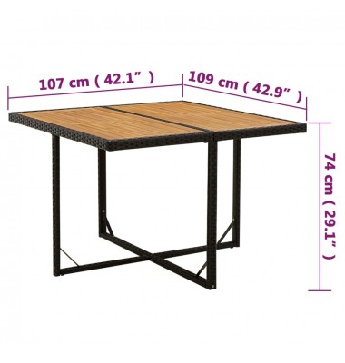  Sodo stalas, juodas, 109x107x74cm, poliratanas ir akacija - Lauko stalai, staliukai - 7