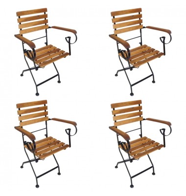  Sulankstomos sodo kėdės, 4vnt., plienas ir akacijos masyvas - Lauko kėdės - 1