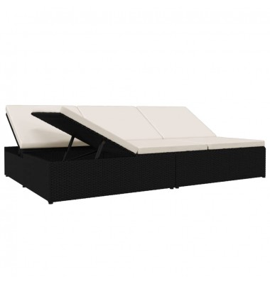  Keičiamas saulės gultas su čiužinukais, juodas, poliratanas - Lauko sofos, lovos - 4
