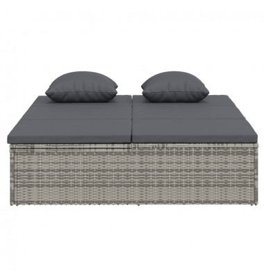  Keičiamas saulės gultas su pagalvėlėmis, pilkas, poliratanas - Lauko sofos, lovos - 3