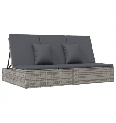  Keičiamas saulės gultas su pagalvėlėmis, pilkas, poliratanas - Lauko sofos, lovos - 5