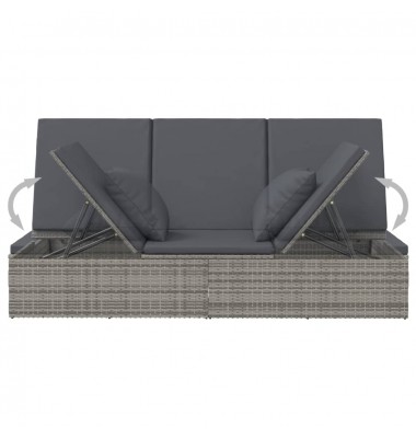  Keičiamas saulės gultas su pagalvėlėmis, pilkas, poliratanas - Lauko sofos, lovos - 8