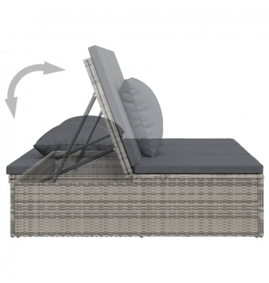  Keičiamas saulės gultas su pagalvėlėmis, pilkas, poliratanas - Lauko sofos, lovos - 9