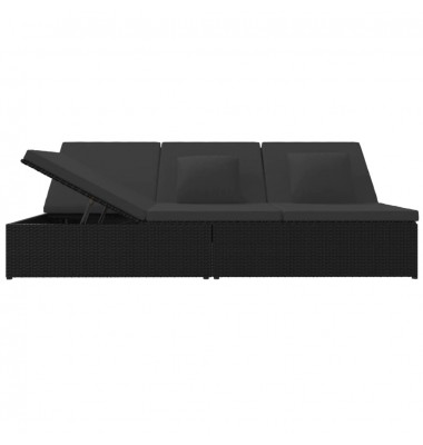  Keičiamas saulės gultas su čiužinukais, juodas, poliratanas - Lauko sofos, lovos - 3