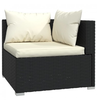  Trivietė sofa su pagalvėlėmis, juodos spalvos, poliratanas - Moduliniai lauko baldai - 5