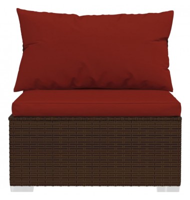  Trivietė sofa su pagalvėlėmis, rudos spalvos, poliratanas - Moduliniai lauko baldai - 5